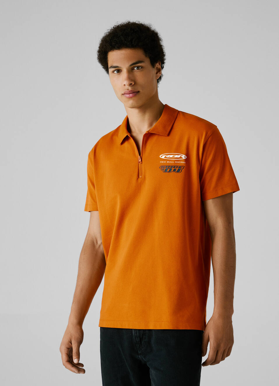 Red Bull Racing X Pepe Jeans Orange Half Zip Pique Polo, , large image number 2