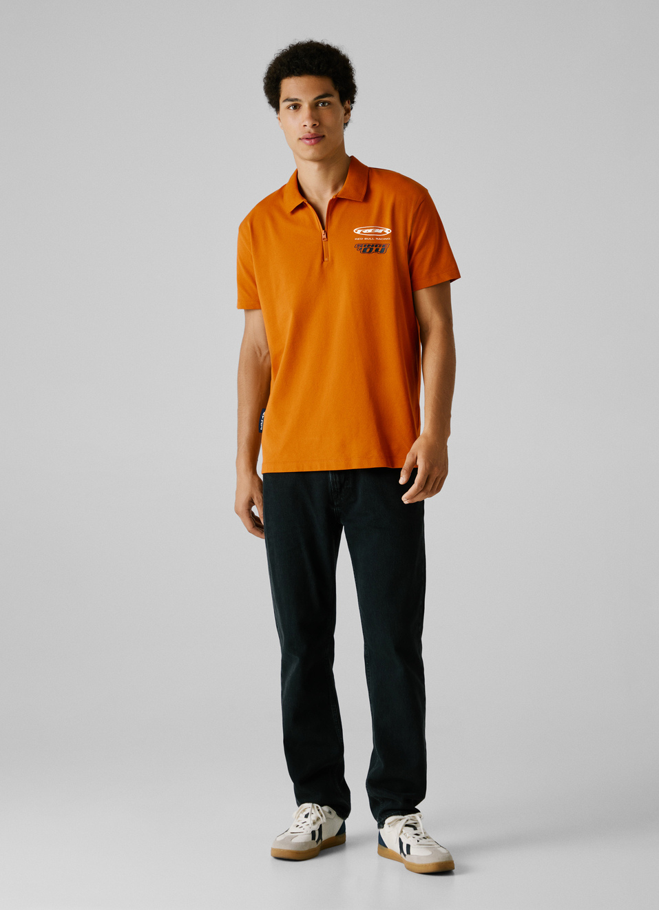 Red Bull Racing X Pepe Jeans Orange Half Zip Pique Polo, , large image number 7