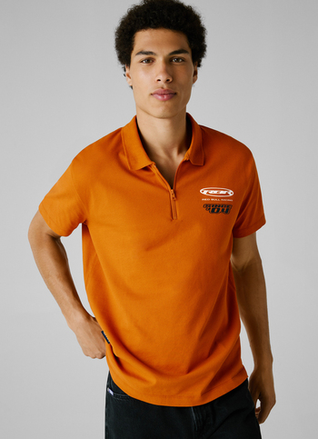 Red Bull Racing X Pepe Jeans Orange Half Zip Pique Polo