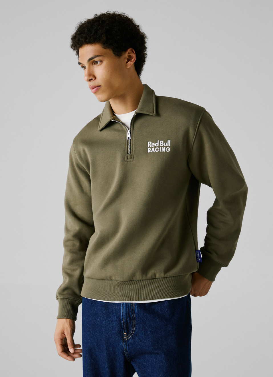 Red Bull Racing X Pepe Jeans Green Comfort Fit Half Zip Sweatshirt, , large image number 1