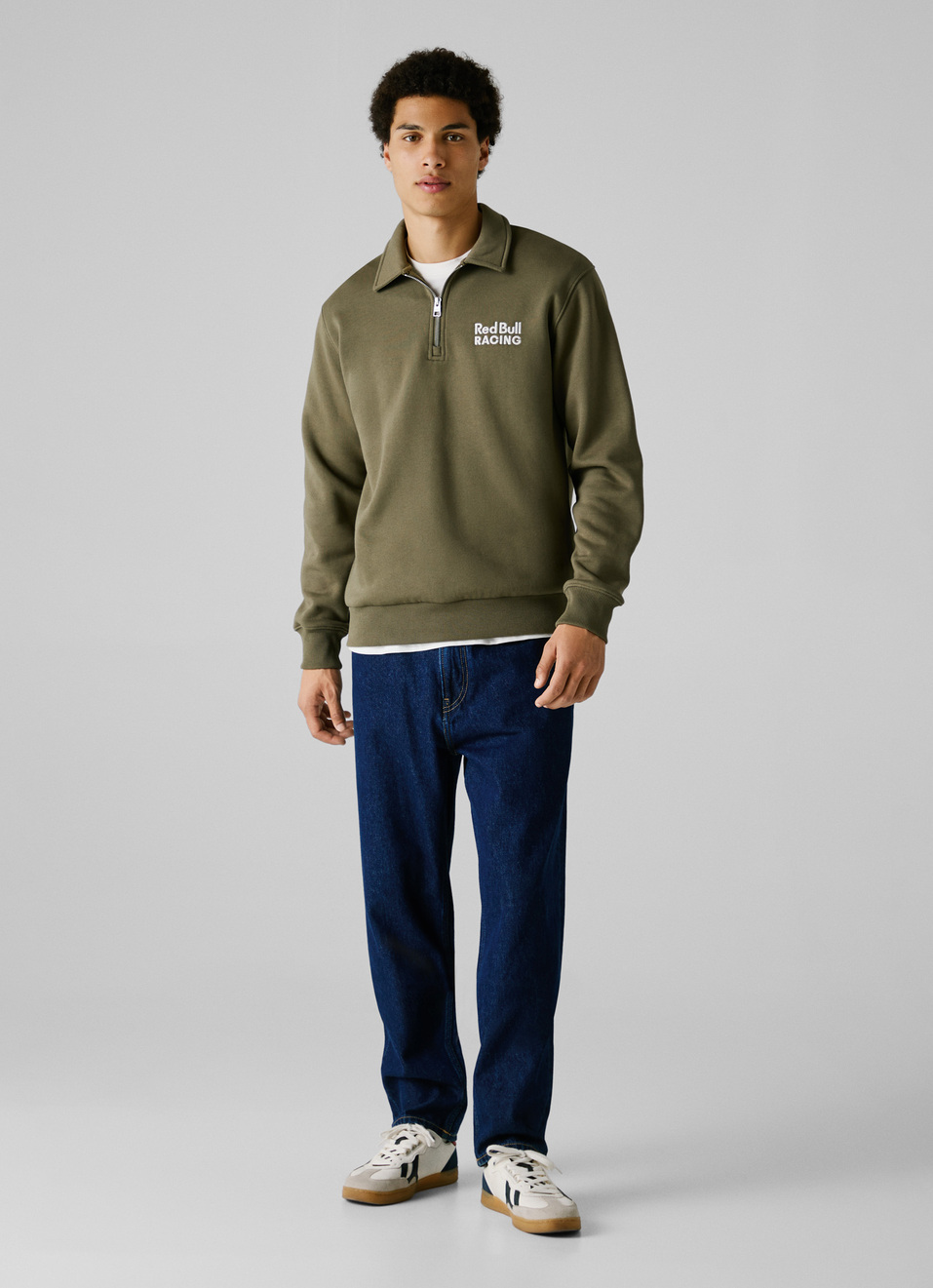 Red Bull Racing X Pepe Jeans Green Comfort Fit Half Zip Sweatshirt, , large image number 7