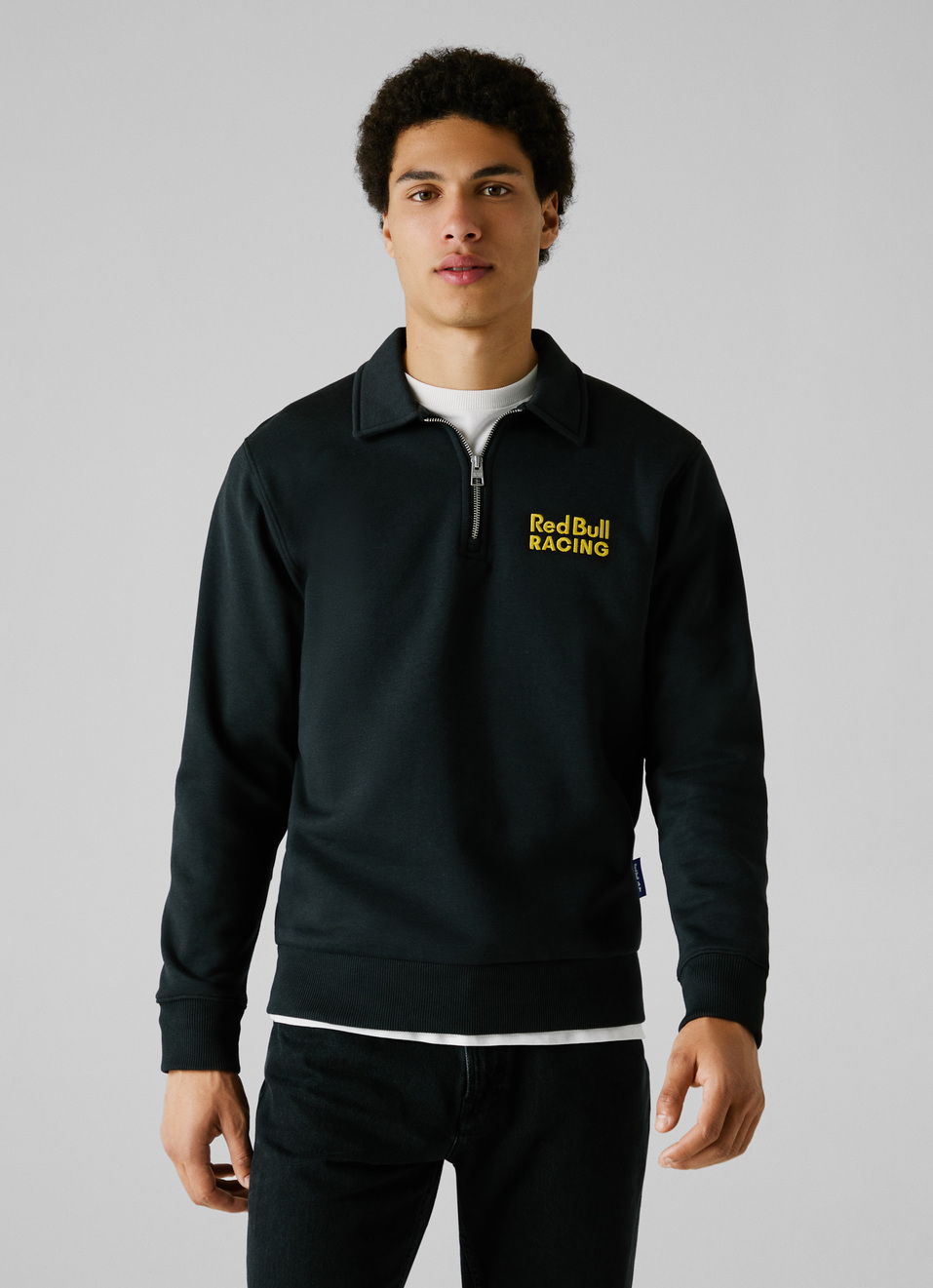 Red Bull Racing X Pepe Jeans Black Comfort Fit Half Zip Sweatshirt, , large image number 1