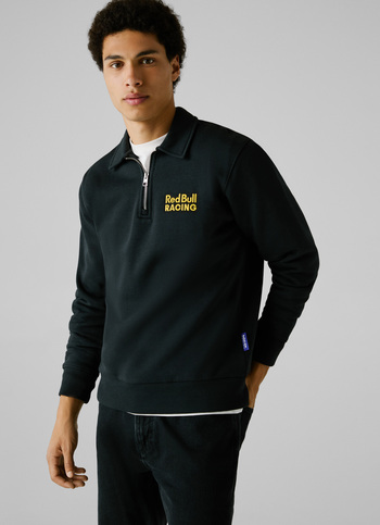 Red Bull Racing X Pepe Jeans Black Comfort Fit Half Zip Sweatshirt