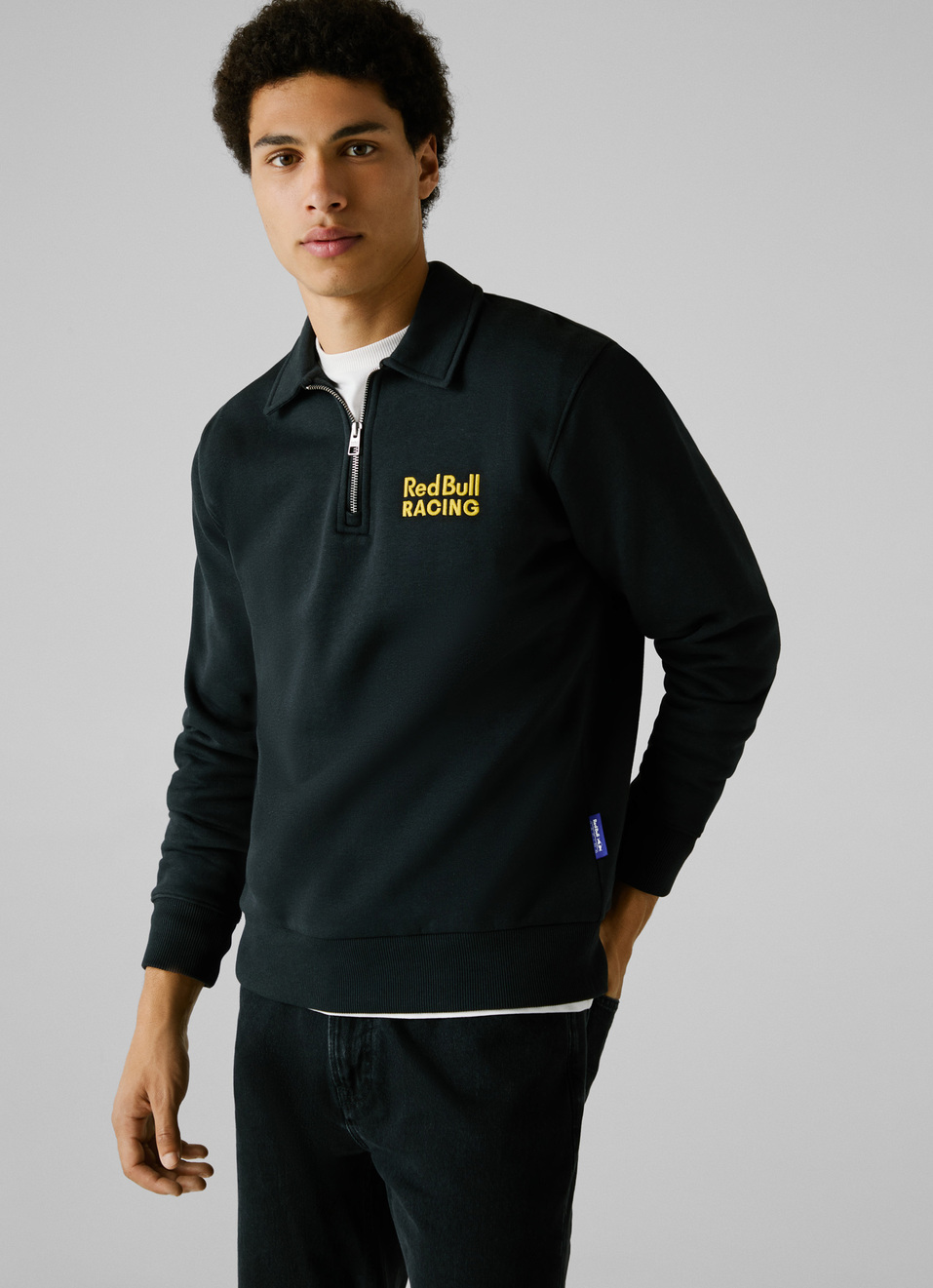 Red Bull Racing X Pepe Jeans Black Comfort Fit Half Zip Sweatshirt, , large image number 0