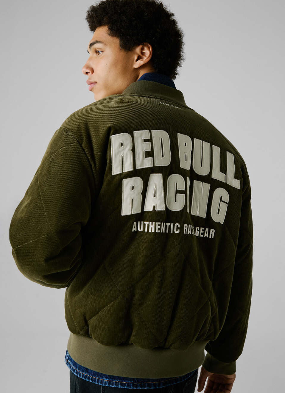 Red Bull Racing X Pepe Jeans Green Corduroy Bomber Jacket, , large image number 1