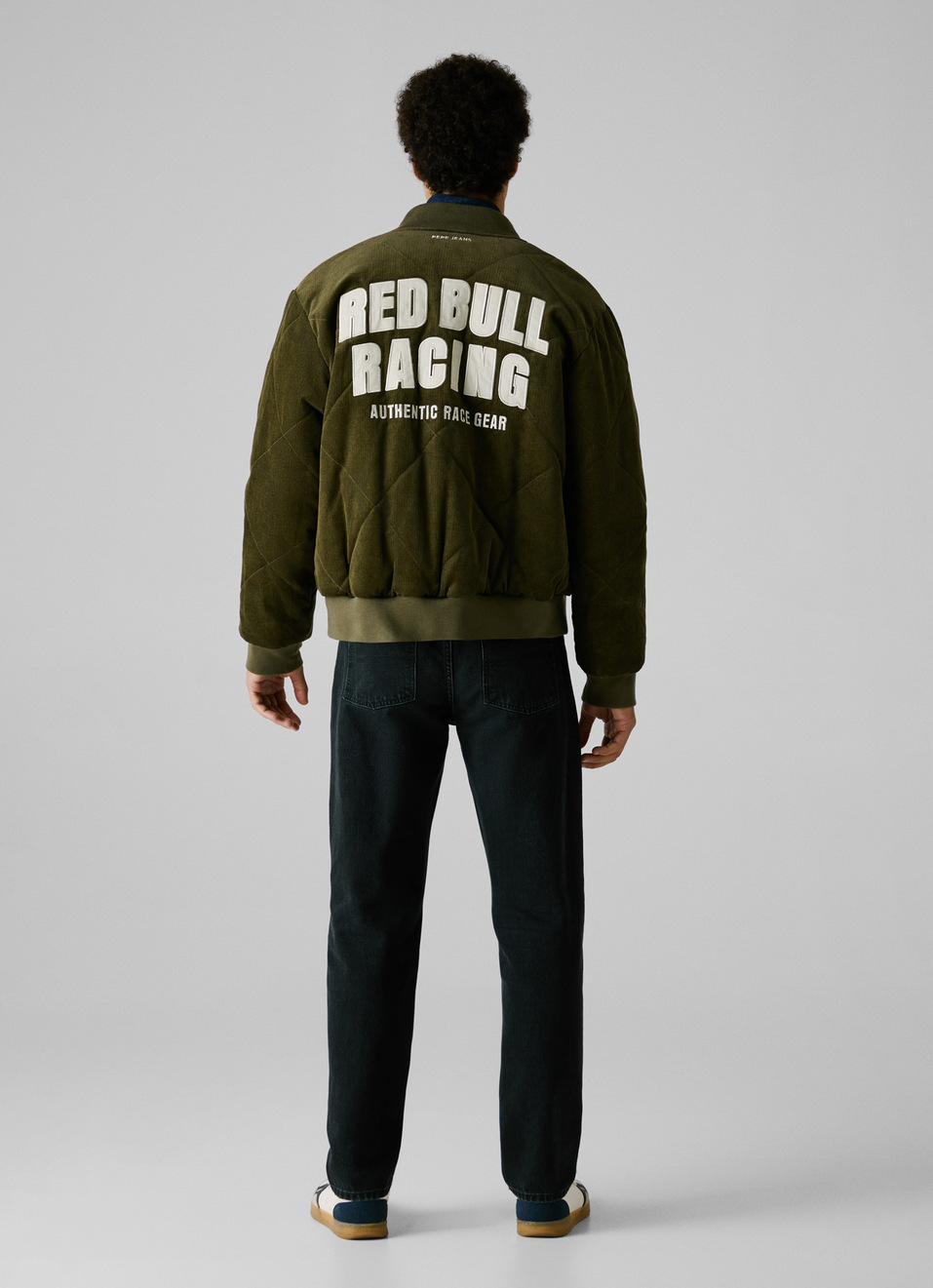 Red Bull Racing X Pepe Jeans Green Corduroy Bomber Jacket, , large image number 7