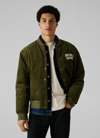 Red Bull Racing X Pepe Jeans Green Corduroy Bomber Jacket