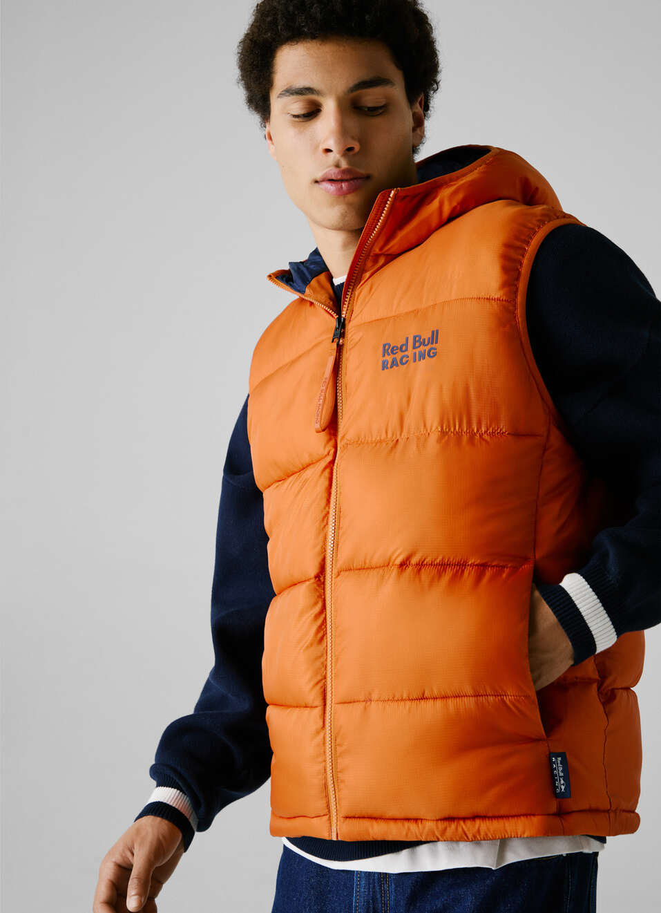 Red Bull Racing X Pepe Jeans Orange Printed Logo Hooded Gilet, , large image number 2