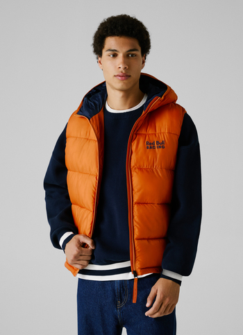Red Bull Racing X Pepe Jeans Orange Printed Logo Hooded Gilet