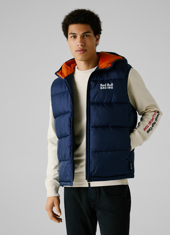 Red Bull Racing X Pepe Jeans Blue Printed Logo Hooded Gilet