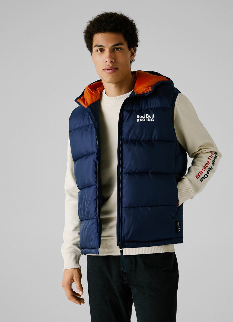 Red Bull Racing X Pepe Jeans Blue Printed Logo Hooded Gilet, , large image number 0