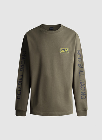 Red Bull Racing X Pepe Jeans Military Green Full Sleeves Logo T-shirt