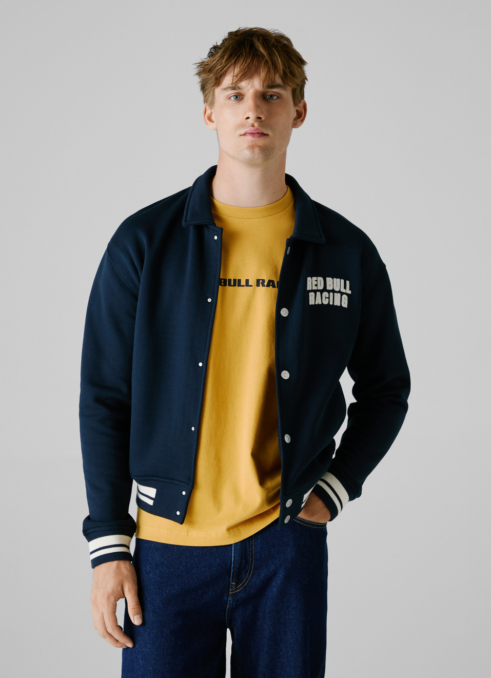Red Bull Racing X Pepe Jeans Blue Relaxed Fit Varsity Jacket, , large image number 1