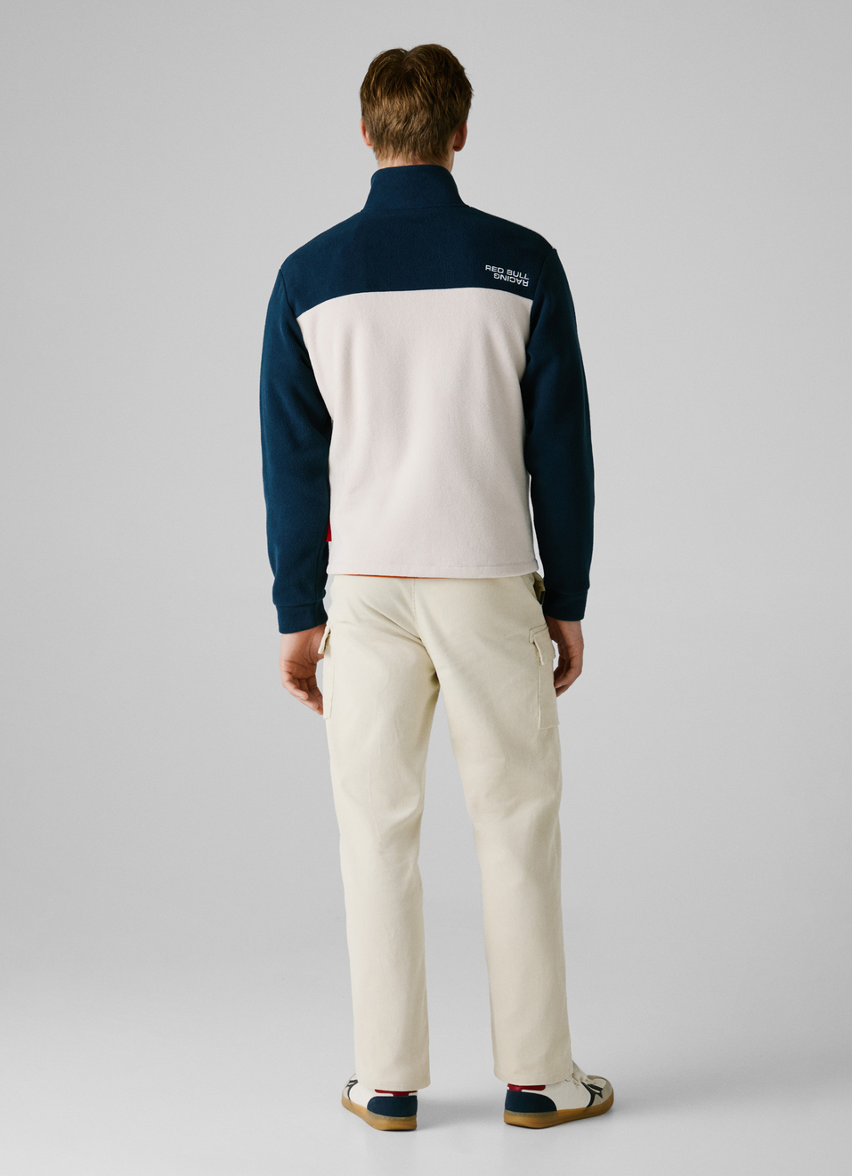 Red Bull Racing X Pepe Jeans Ecru Fleece Color Block Jacket, , large image number 3