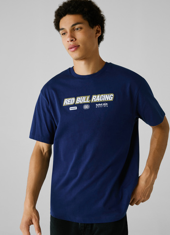 Red Bull Racing X Pepe Jeans Blue Logo Print T-shirt