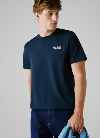 Red Bull Racing X Pepe Jeans Blue Regular Fit Logo Print T-shirt