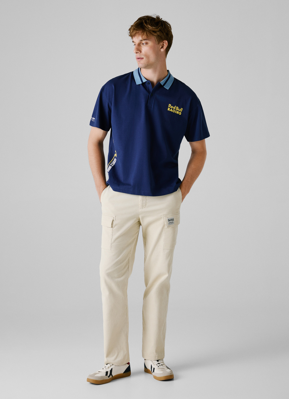 Red Bull Racing X Pepe Jeans Blue Printed Logo Pique Polo, , large image number 7