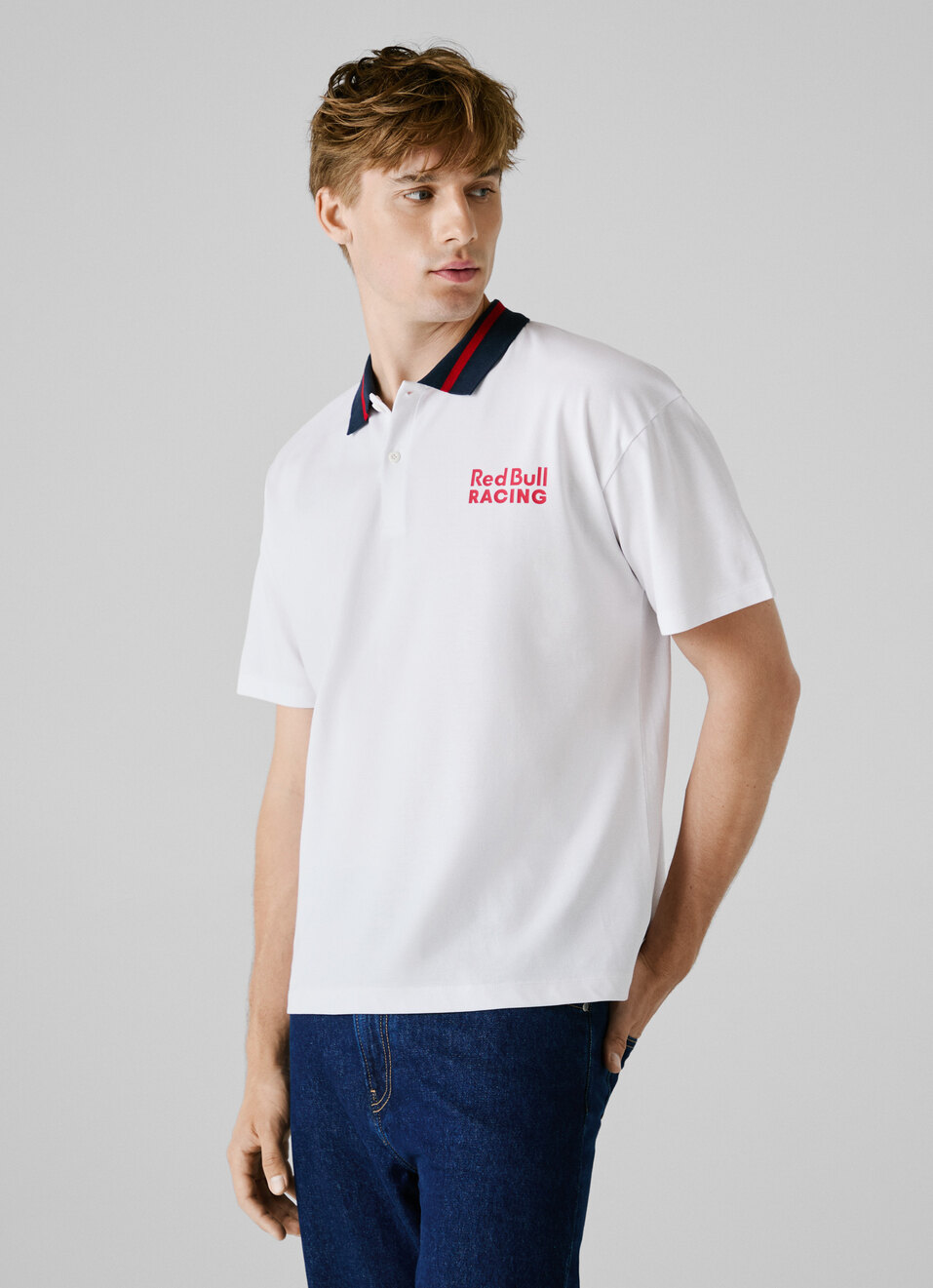Red Bull Racing X Pepe Jeans White Printed Logo Pique Polo, , large image number 2