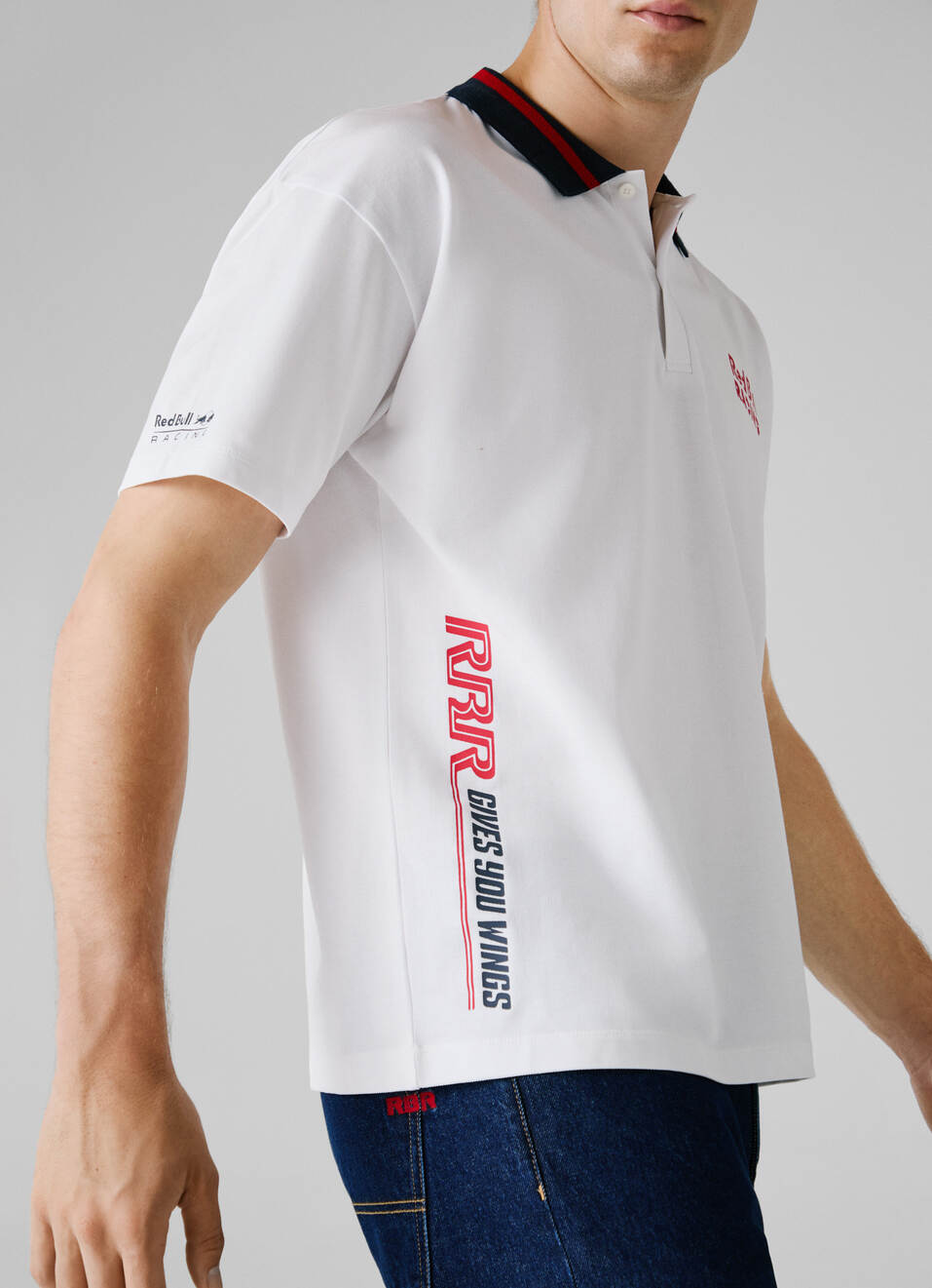 Red Bull Racing X Pepe Jeans White Printed Logo Pique Polo, , large image number 4