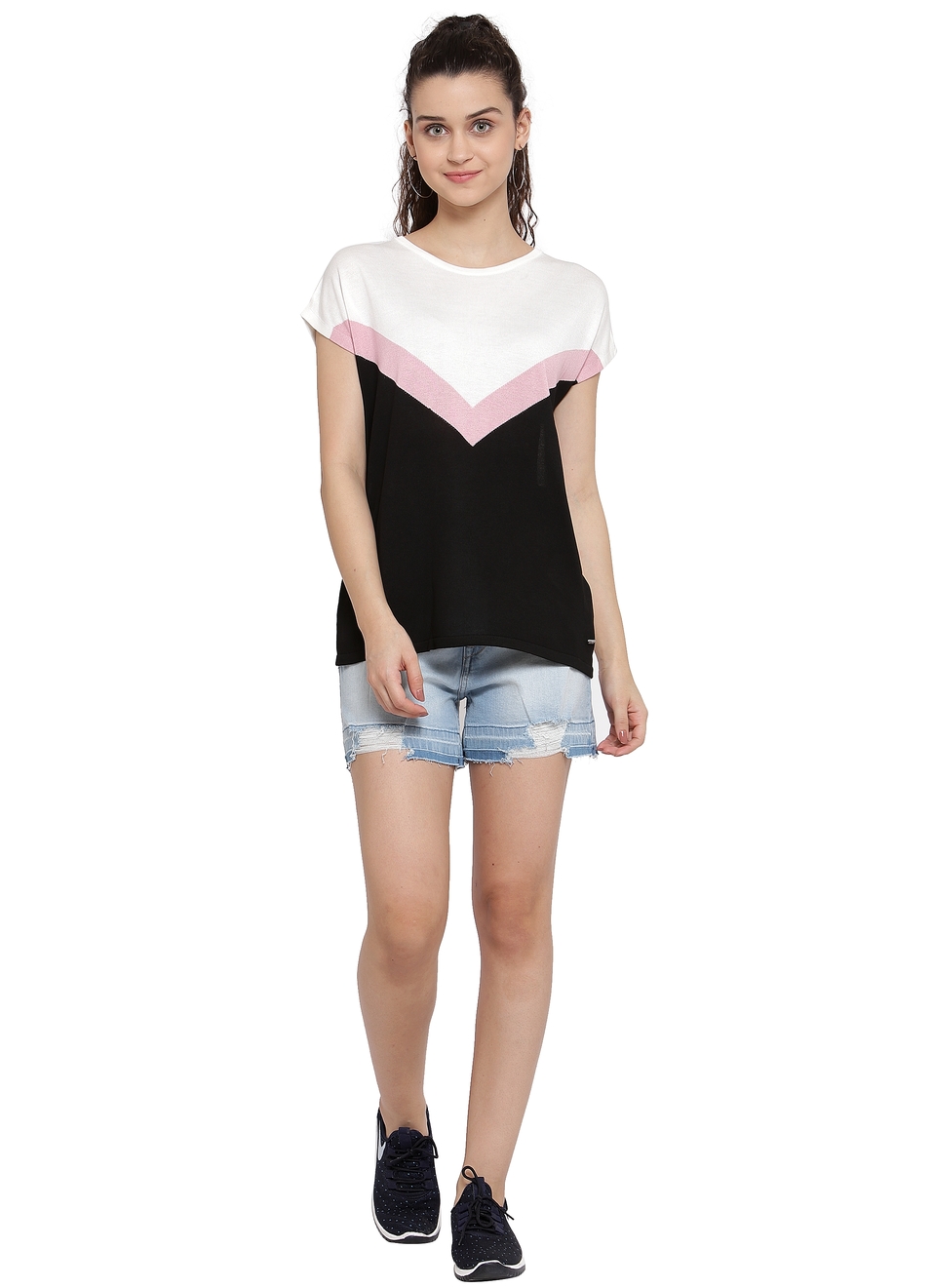 Bluebell Colour Block Flat Knit Top, , large image number 3