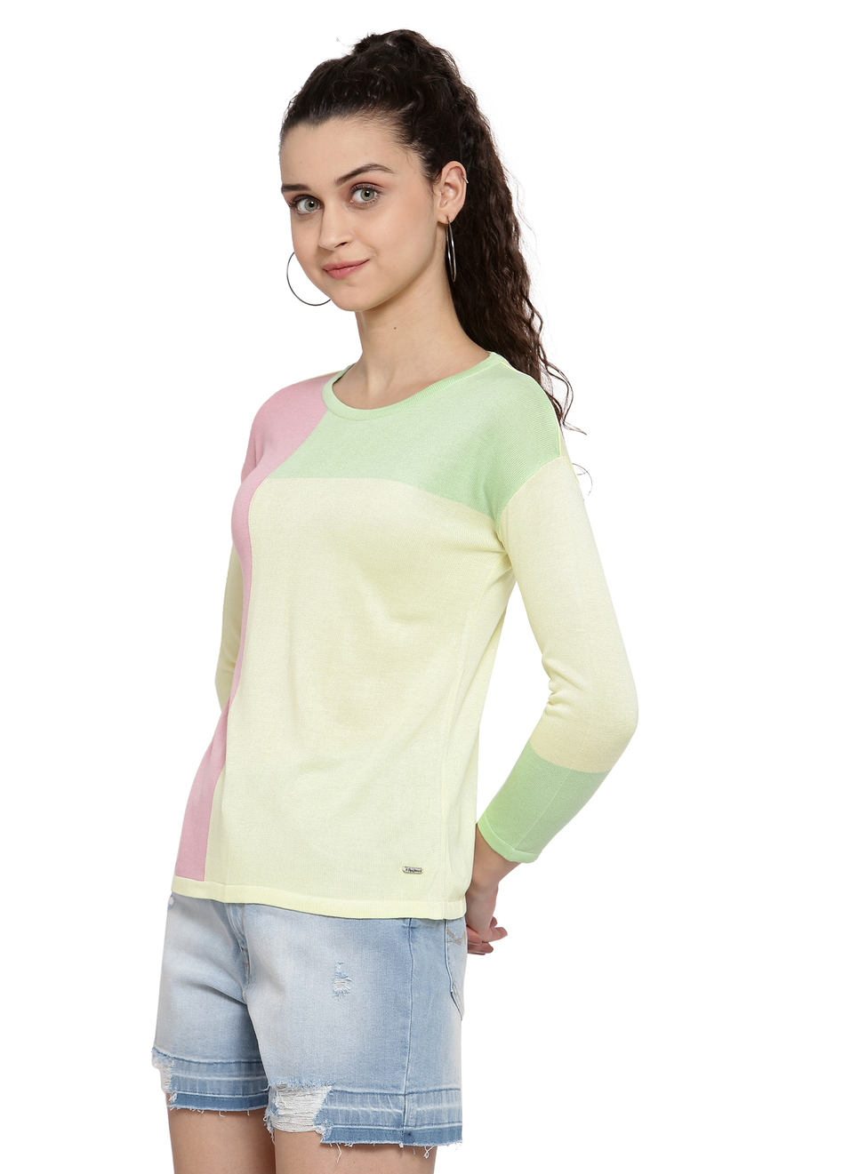 Euron Colour Block Flat Knit Top, , large image number 2