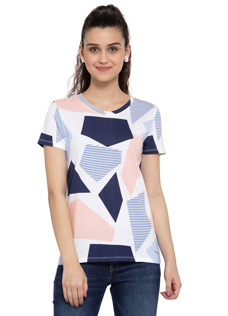 Joanna Multi Colored All Over Print T Shirt , , large image number 0