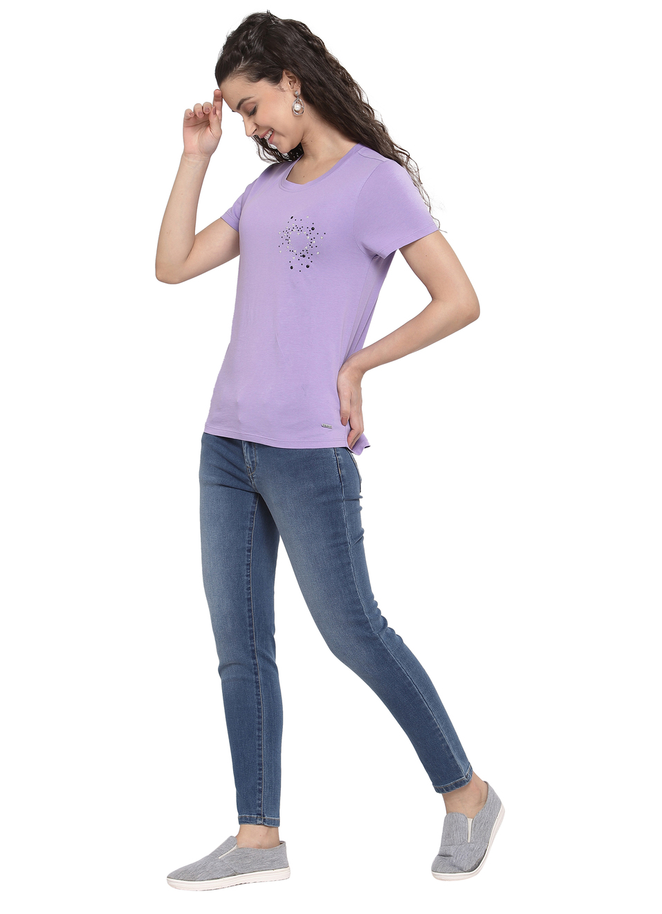 Lorel Solid T Shirt With Studs , , large image number 3