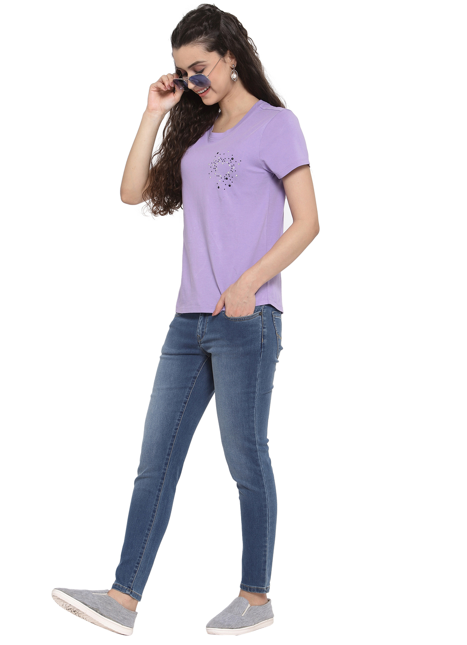 Lorel Solid T Shirt With Studs , , large image number 5