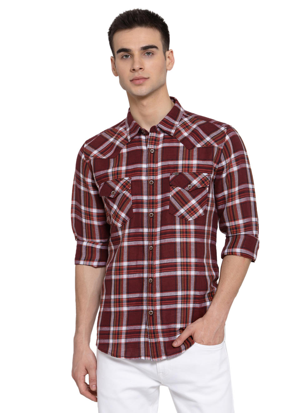 Combat Cotton Linen Checks Shirt, , large image number 0
