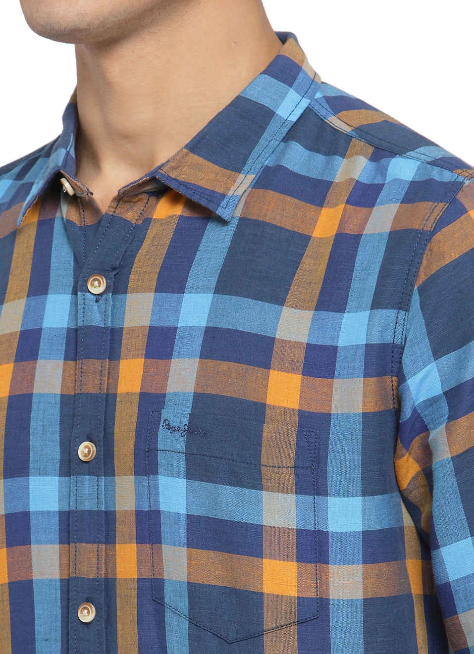 Elvan Cotton Linen Checks Shirt, , large image number 4