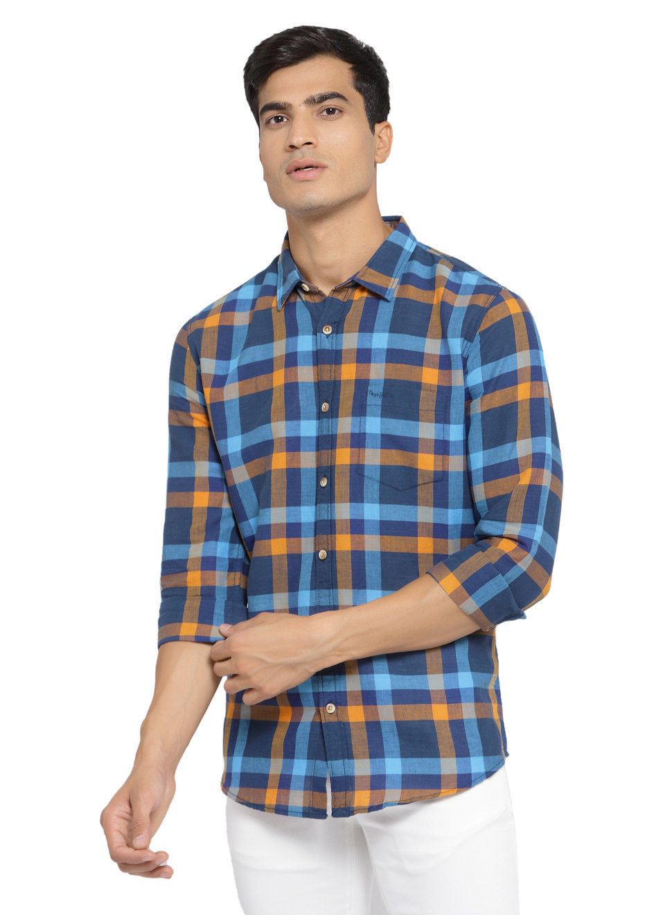 Elvan Cotton Linen Checks Shirt, , large image number 0