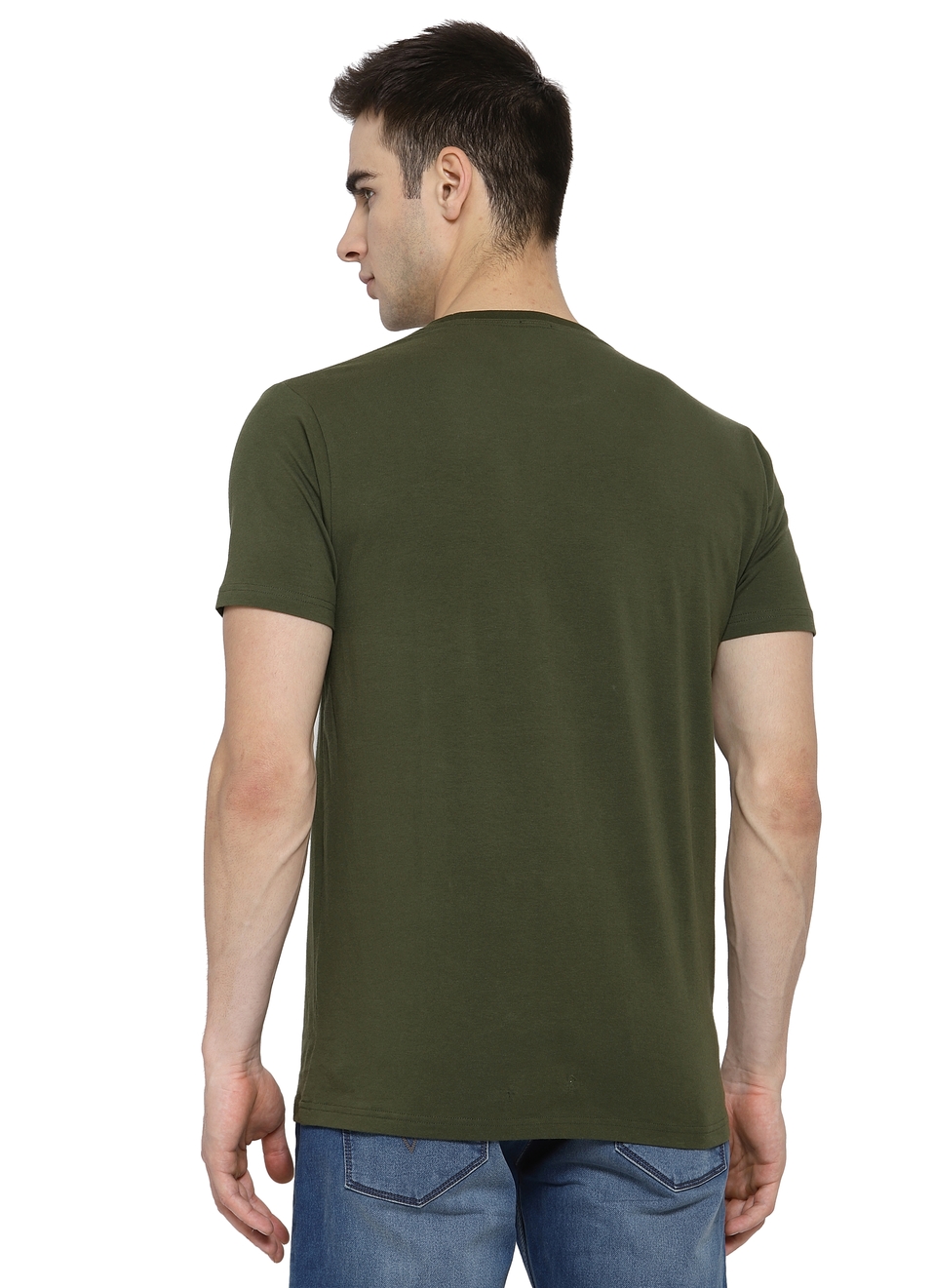 Lopez Solid Round Neck Tees With Zip Pocket, , large image number 1