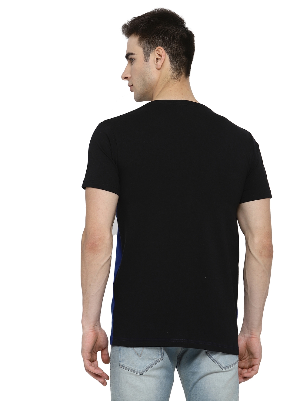 Quinton Colour Block Cut & Sew Round Neck Tees With Placement Print, , large image number 1