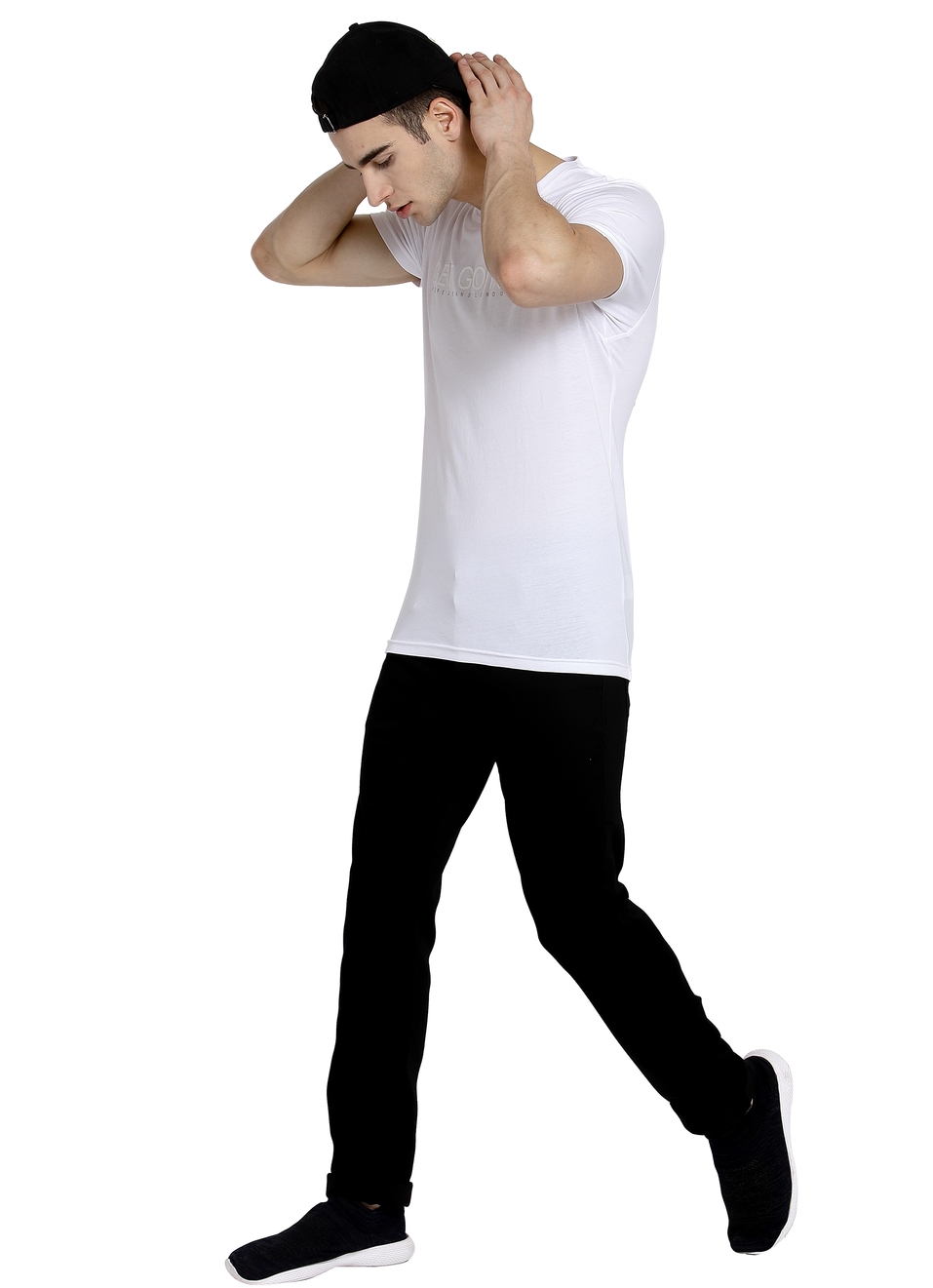 Twinstar Solid Round Neck Tees With Placement Print, , large image number 3