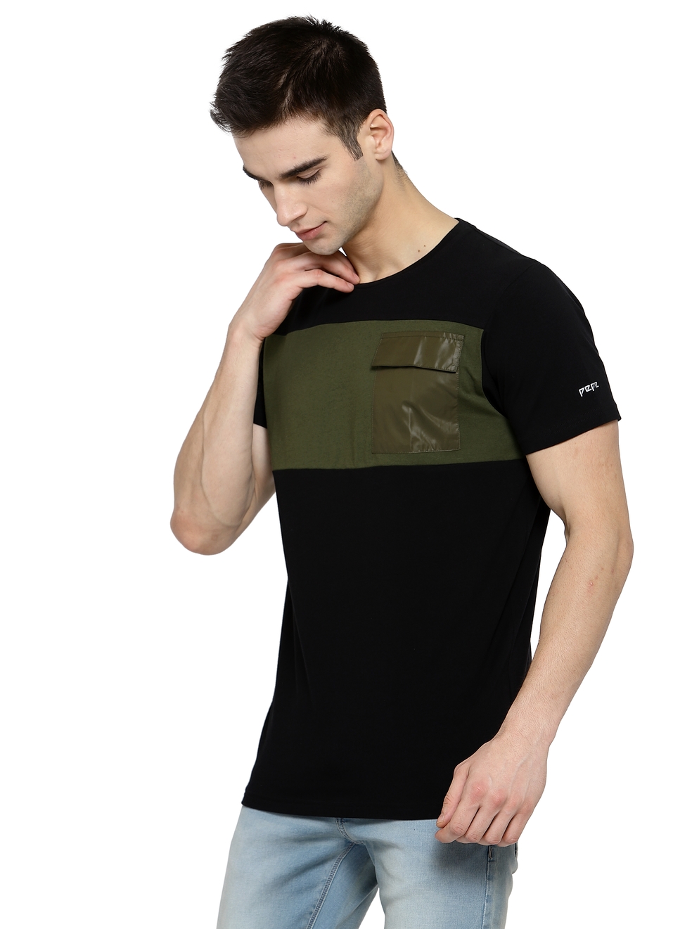 Cyborg Round Neck Tees With Cut & Sew And Patch Pocket, , large image number 2