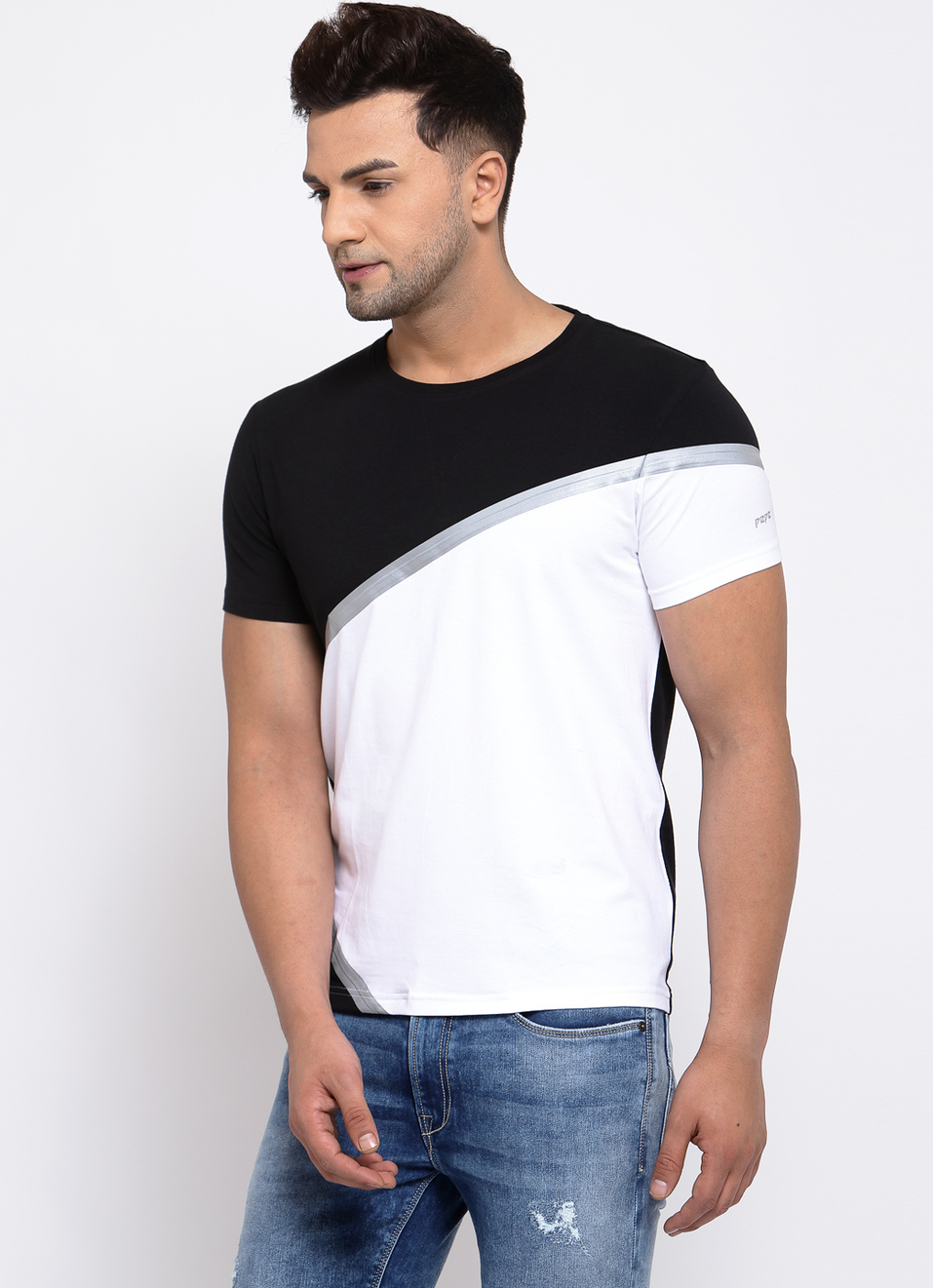 Fidel Colour Block Round Neck Tees, , large image number 2