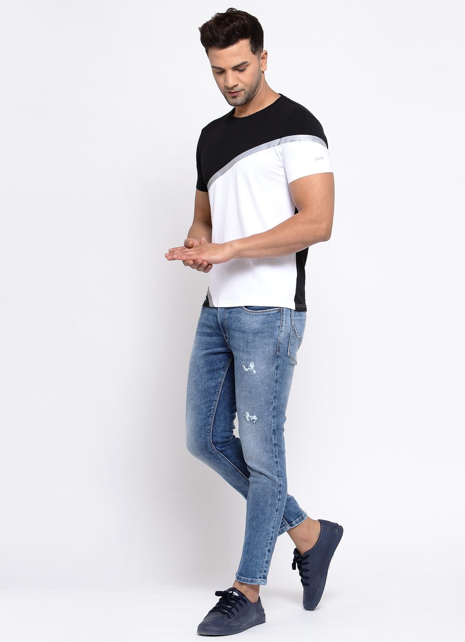 Fidel Colour Block Round Neck Tees, , large image number 3