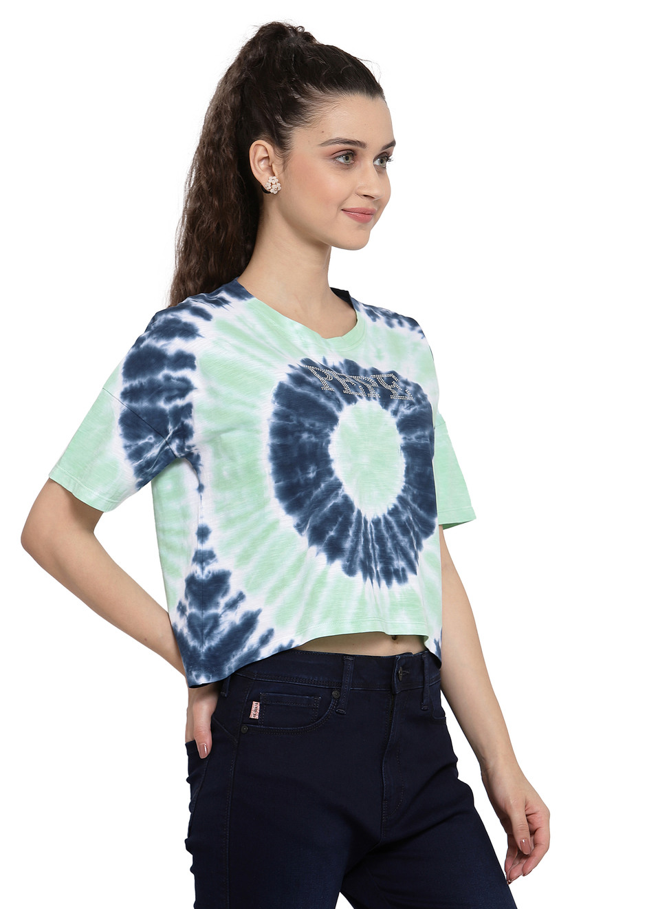 Harriet Tie & Dye Cropped T Shirt, , large image number 2
