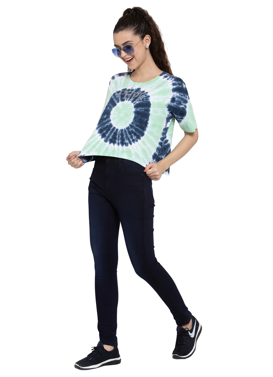 Harriet Tie & Dye Cropped T Shirt, , large image number 5