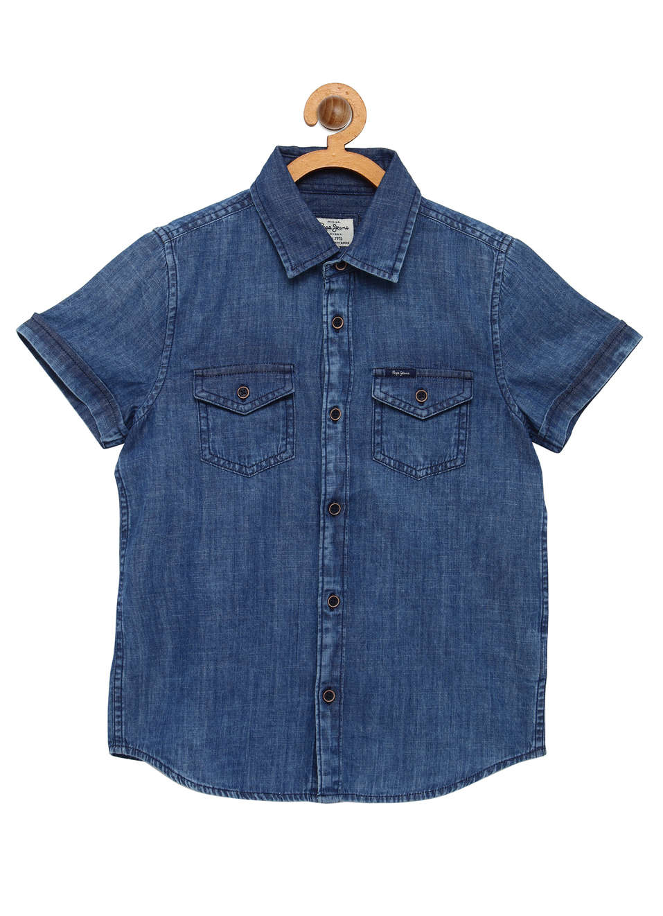 Aden Ss Denim Shirt, , large image number 0