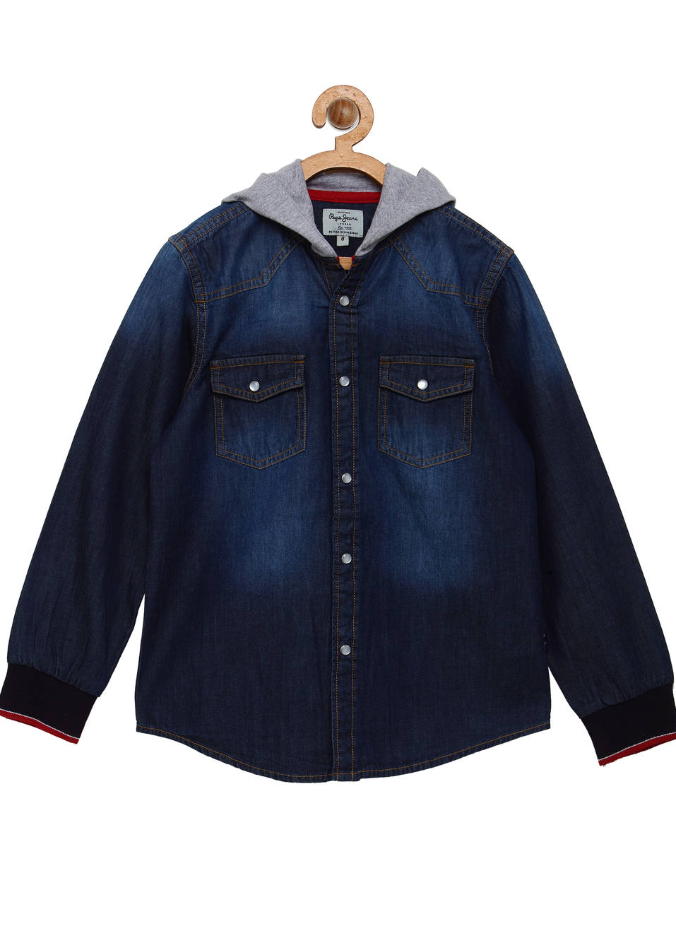 Ashley Ls Hoodie Denim Shirt, , large image number 0