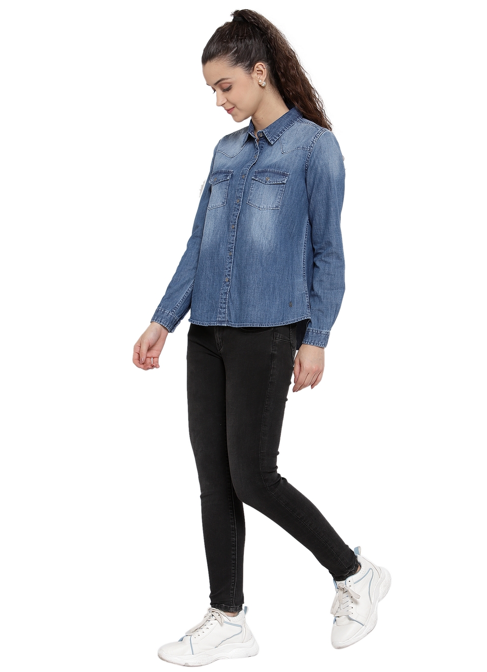 Sansa Dark Wash Denim Shirt, , large image number 3