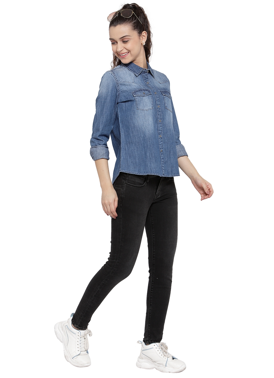 Sansa Dark Wash Denim Shirt, , large image number 5