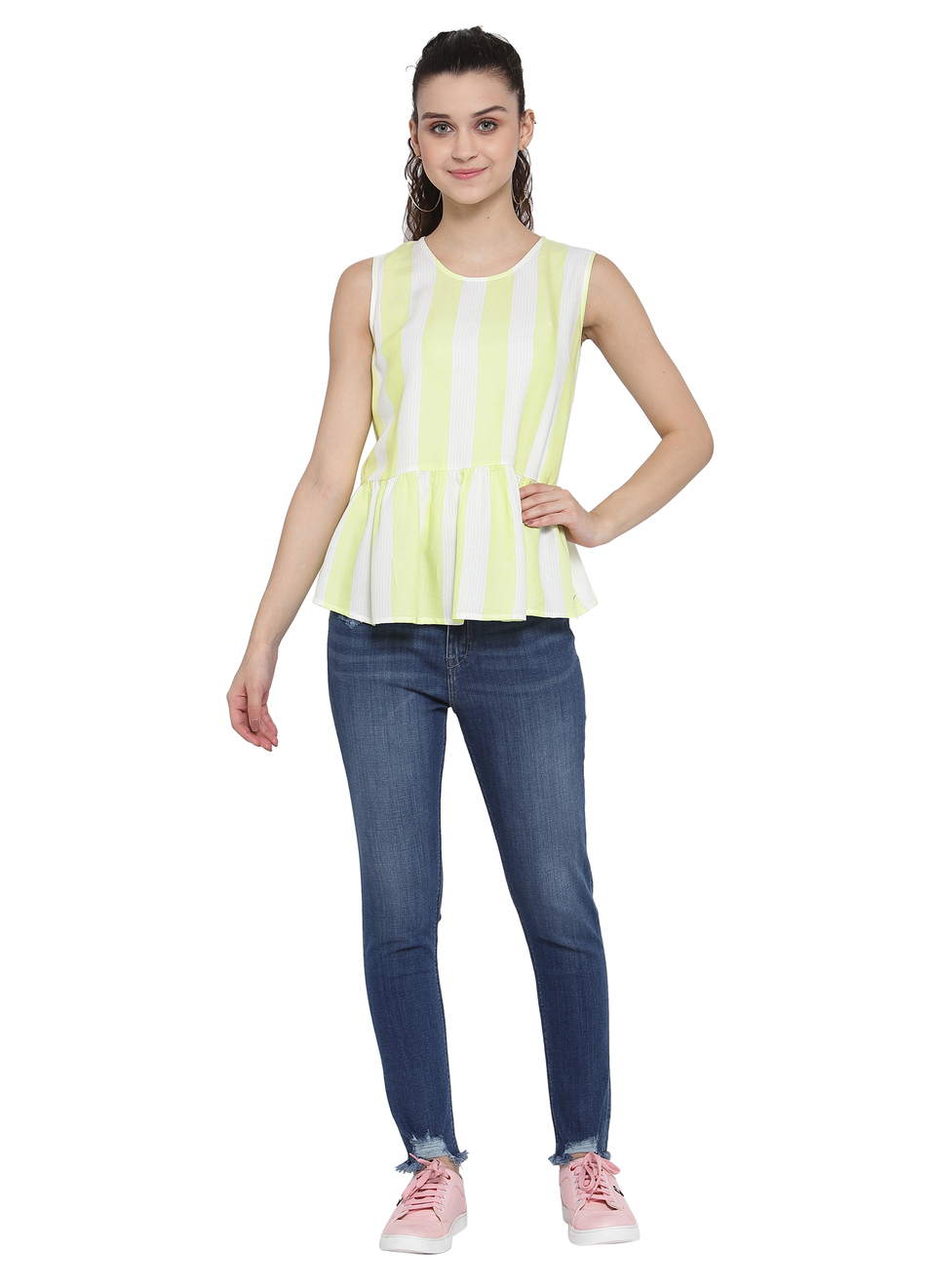 Bolton Peplum Striped Blouse, , large image number 3