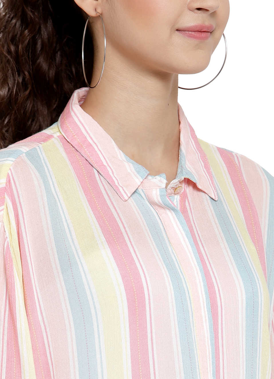 Dario Twisted Hem Multi Striped Shirt, , large image number 4