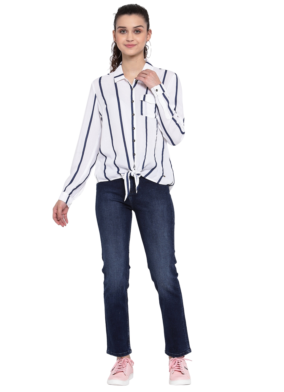 Finn Striped Knot Hem Shirt, , large image number 3