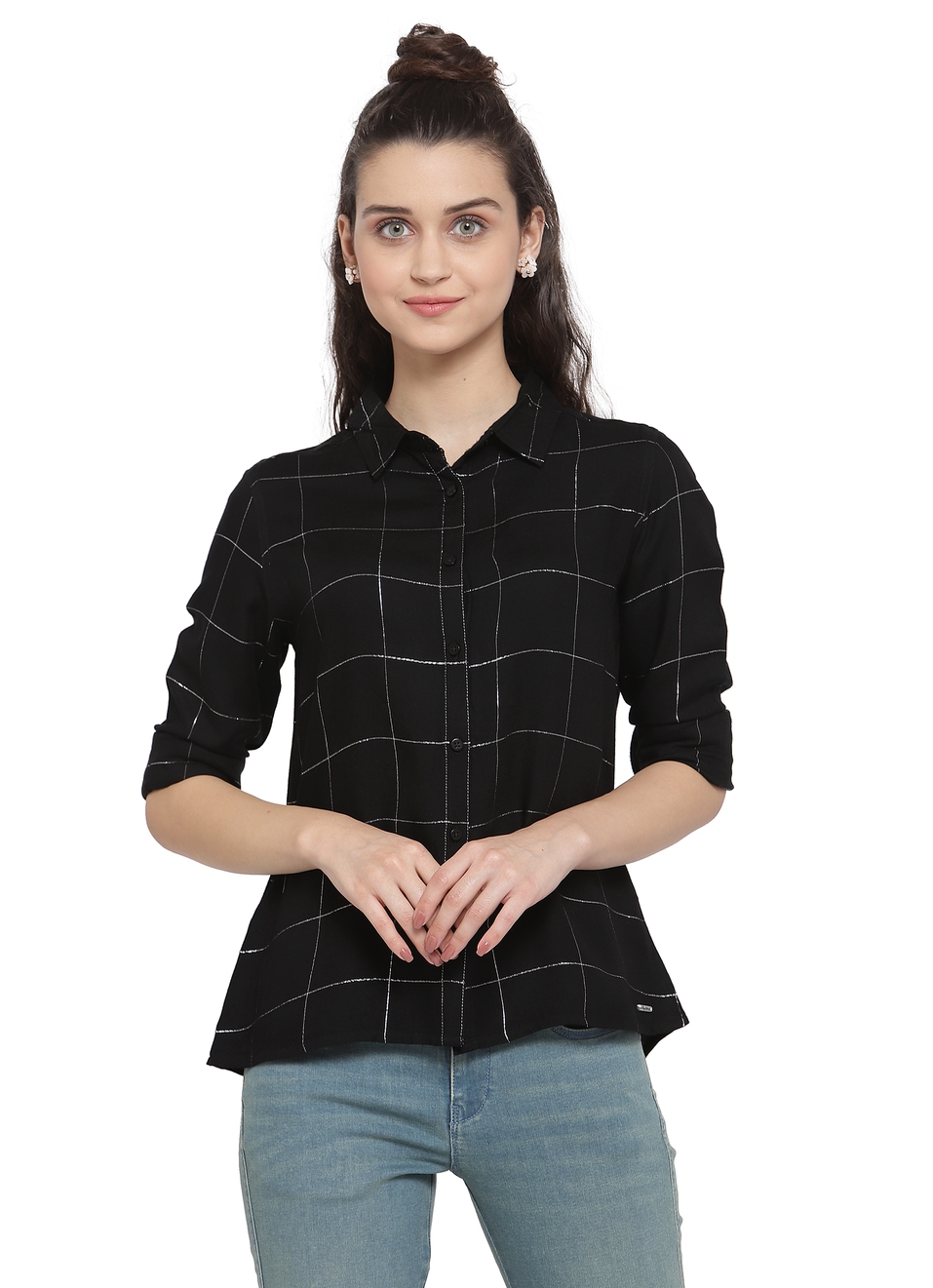 Jojen Lurex Checks Shirt, , large image number 0