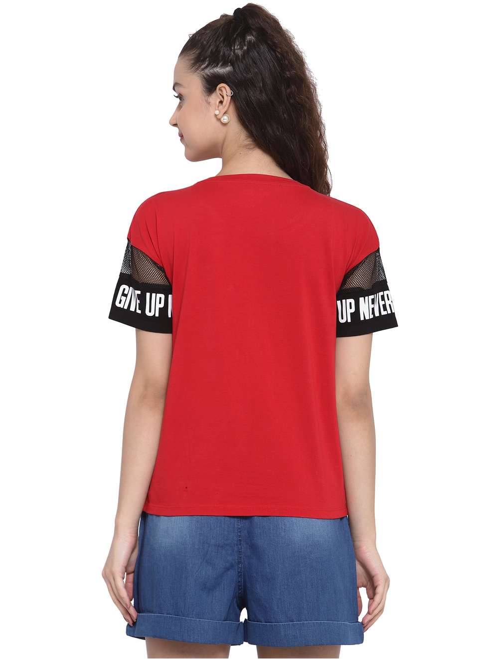 Dolores Mesh Detailed T Shirt, , large image number 1