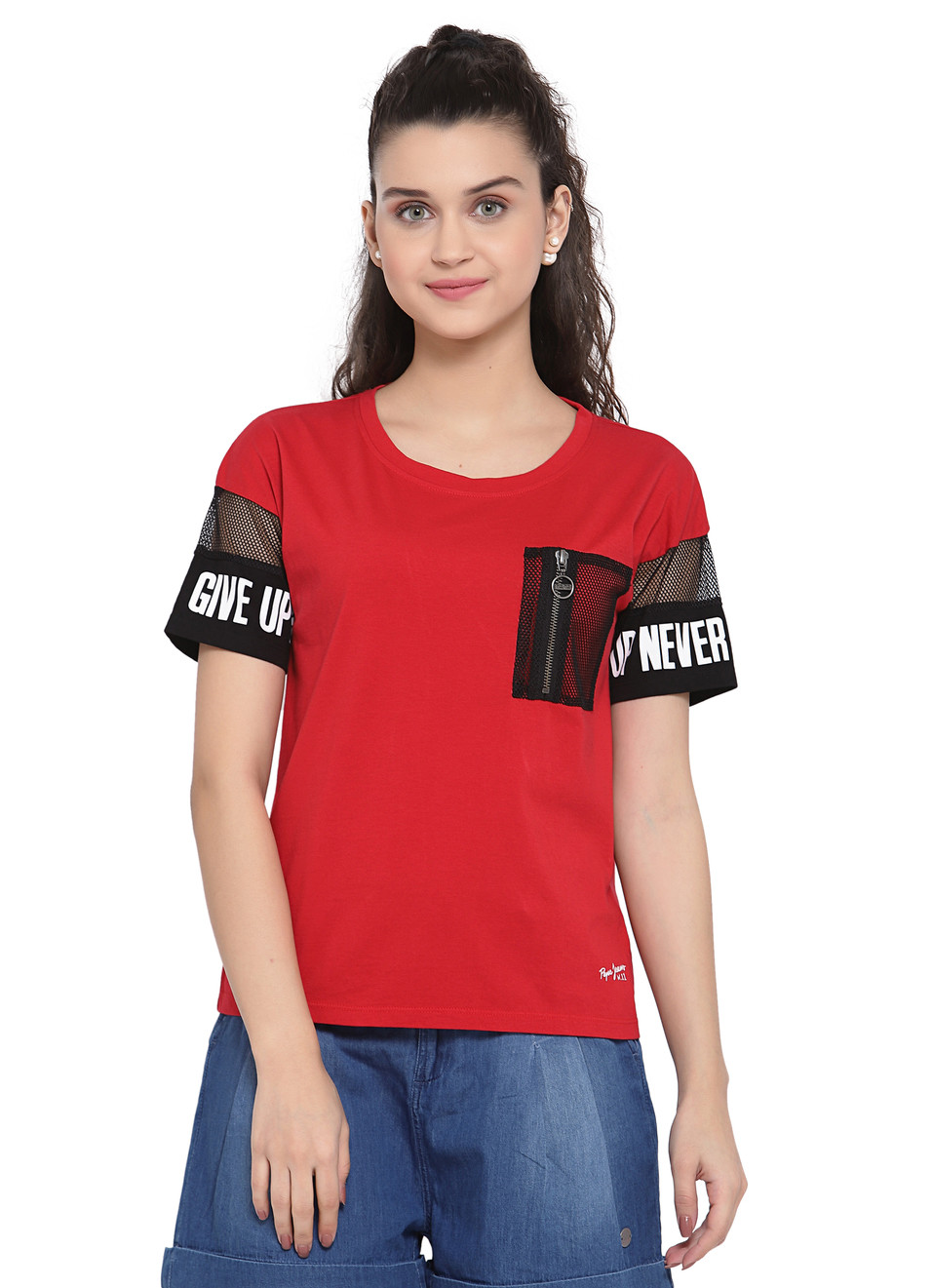 Dolores Mesh Detailed T Shirt, , large image number 0