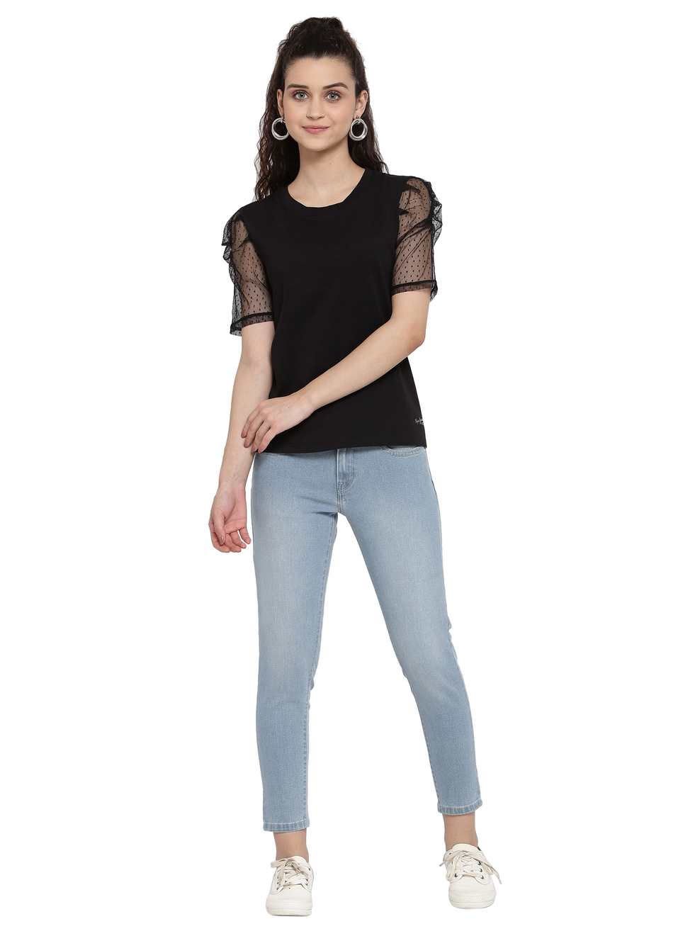 Grace Mesh Detailed T Shirt, , large image number 3